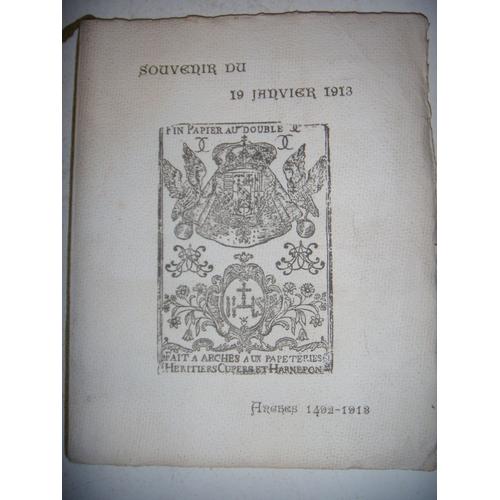Vosges: Papeterie D'arches: Souvenir Du 19 Janvier 1913: 420è Anniversaire, 1913