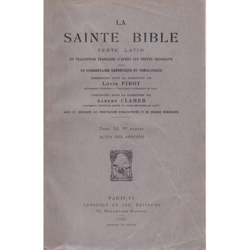 La Sainte Bible, Texte Latin, Tome Xi, 1ére Partie