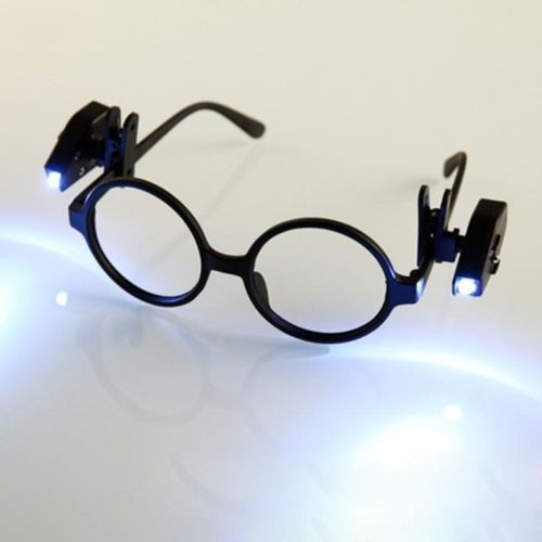 2 pièces Mini lampe de poche LED réglable pince à lunettes lumière de lecture (noir)