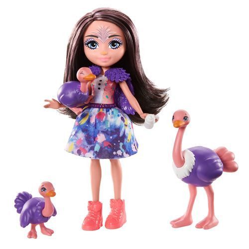Enchantimals Poupée Ofelia Autruche 15 Cm Et Autruchons