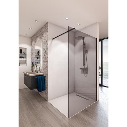 Saint-Gobain Paroi de douche en kit BALEARES® GREY - Verre Timeless 8 mm trempé - L.120 cm x H.198 cm - Profilé mat noir