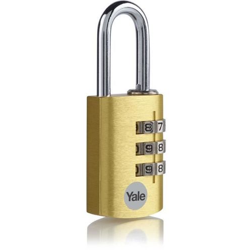 YALE Cadenas aluminium à combinaison 28 mm, anse acier, laiton, 3 chiffres