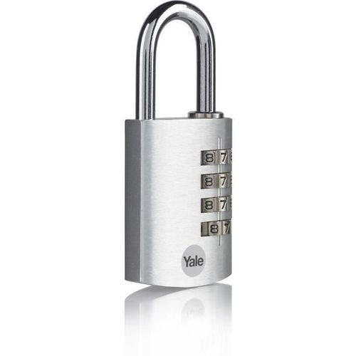 YALE Cadenas aluminium à combinaison 38 mm, anse acier, argent, 4 chiffres