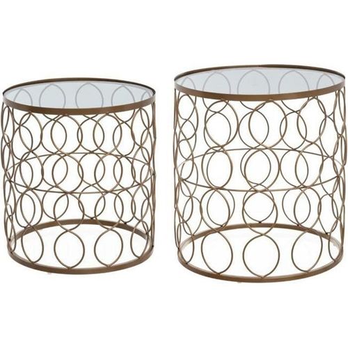 Lot De 2 Tables Basses - Doré Mat - D 41 X H 44,5 Cm - Archi