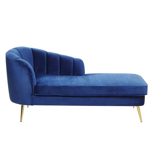 Chaise Longue Côté Gauche En Velours Bleu Marine Allier