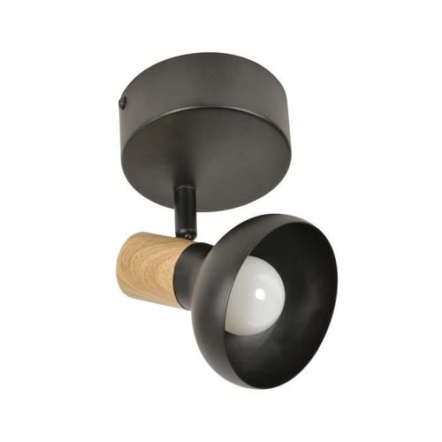 Corep Spot 1l Alvar Bicolore En Métal Avec Sticker Effet Bois - E14 40 W - Noir Et Naturel