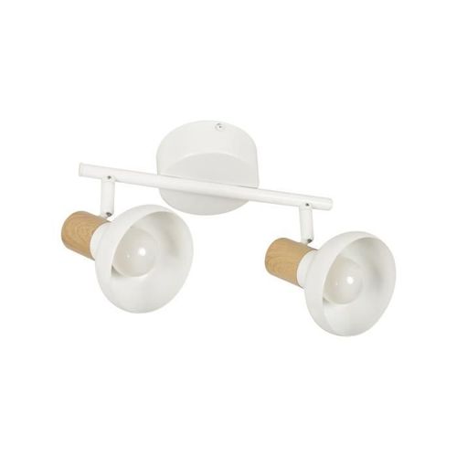 Corep Spot 2l Alvar Bicolore En Métal Avec Sticker Effet Bois - E14 40 W - Blanc Et Naturel