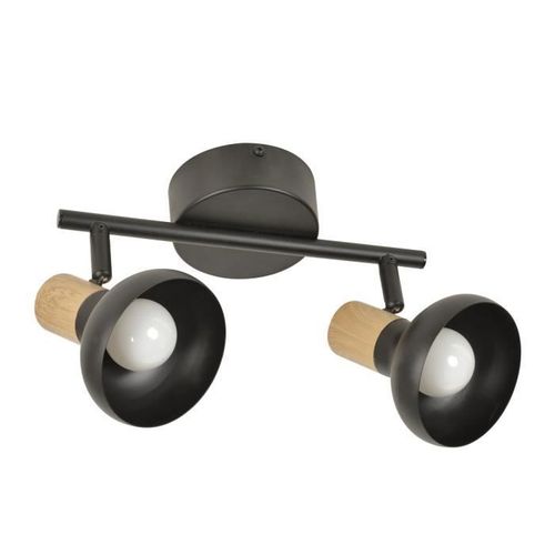 Corep Spot 2l Alvar Bicolore En Métal Avec Sticker Effet Bois - E14 40 W - Noir Et Naturel