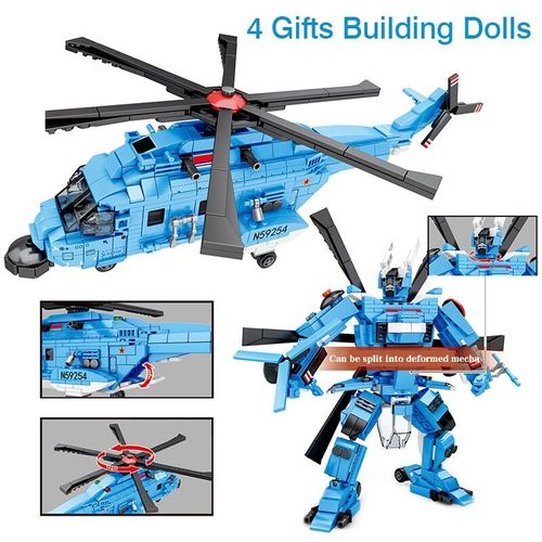 Sans Boîte - Blocs De Construction D'hélicoptère À Déformation, Expert Technique, Robot Avion, Briques À Assembler, Jouets, Cadeau D'anniversaire Pour Enfants
