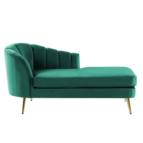 Chaise Longue Côté Gauche En Velours Vert Émeraude Allier