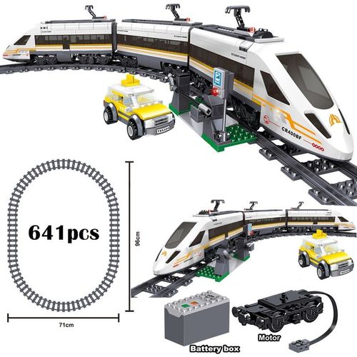 Sans Boîte - Train À Grande Vitesse Avec Batterie, Moteur Électrique, Pistes, Poupées, Bricolage, Blocs De Construction Éducatifs, Jouets Pour Enfants, Cadeau Pour Garçons