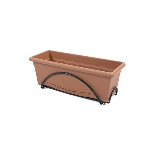 Plastiken Jardinière 50x20cm Avec Plateau Et Support Balcon - Terracotta