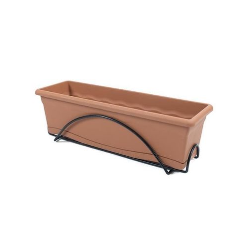 Plastiken Jardinière 60x20cm Avec Plateau Et Support Balcon - Terracotta
