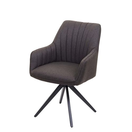 Chaise De Salle À Manger Hwc-H73, Fauteuil,Avec Accoudoirs, Acier Rétro, Tissu   Gris-Marron
