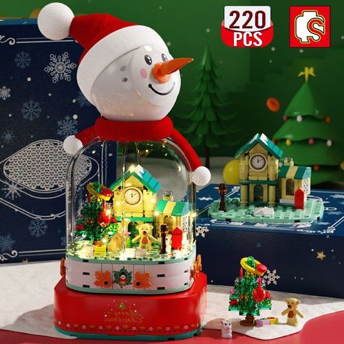 Sans Boîte D'origine - Idées Techniques Boîte À Musique En Forme De Bonhomme De Neige, Blocs De Construction, Boîte À Musique Rotative, Briques, Jouets De Bricolage, Cadeau De Noël Pour Enfants