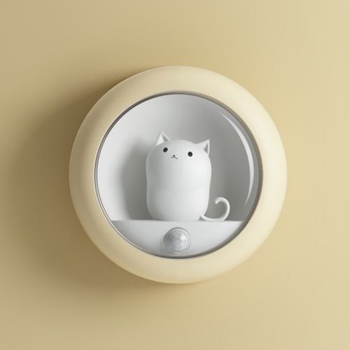 Dz-K610 Corps Humain Induction Veilleuse Mignon Animal Chambre Atmosphère Lumière Usb Armoire Applique Murale (Jaune)