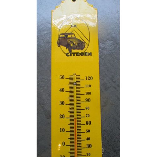 Thermometre En Email Veritable 2ch Citroen 30x6.5cm Tole Emaillée Deudeuche