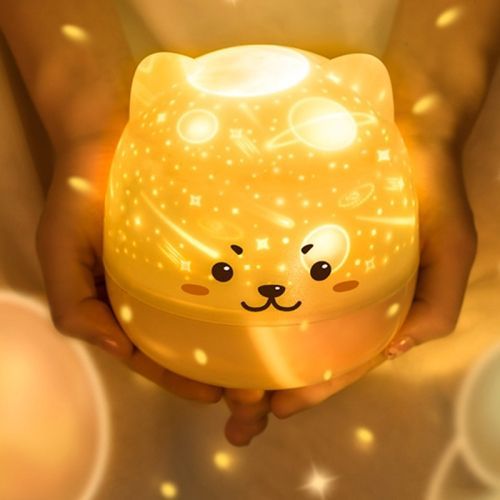 Lampe De Projection De Ciel Étoilé Pour Enfants, Veilleuse Led Rotative Usb, Boîte À Musique, Veilleuse Rechargeable (Chien Mignon)