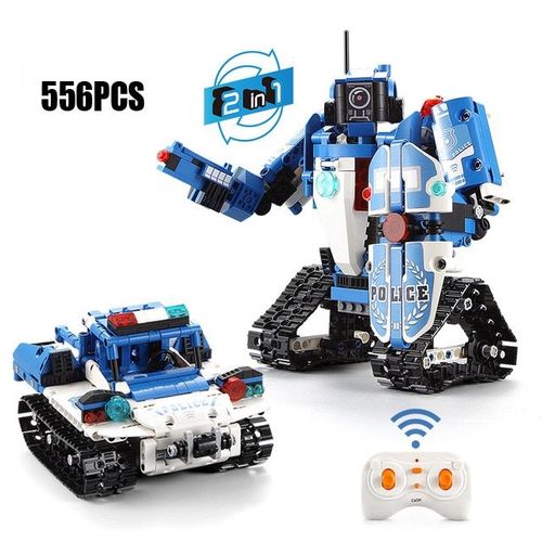 Sans Boîte D'origine - Robot De Police À Transformation Sur Chenilles, 2.4ghz, Blocs De Construction, Avec Son Et Brique, Voiture De Policier, Radio, Jouets Télécommandés