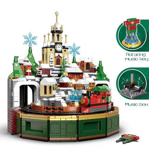 Sans Boîte D'origine - Idées Techniques Château De Noël Modèle Blocs De Construction Boîte À Musique Briques À Assembler Jouets Cadeau De Noël Pour Enfants Filles