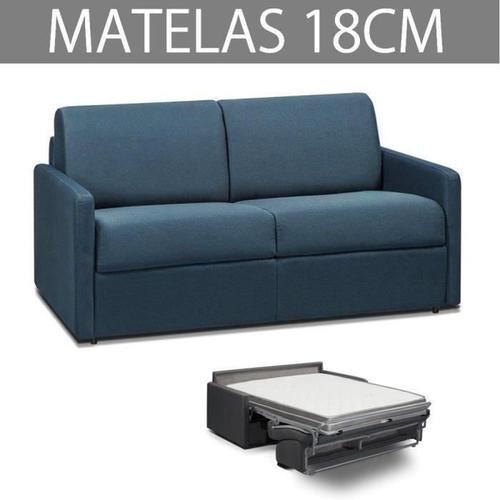 Canapé Convertible Express 2/3 Places En Tissu Tweed Bleu Marine - Couchage 120cm - Epaisseur Matelas 18cm - Eclipse