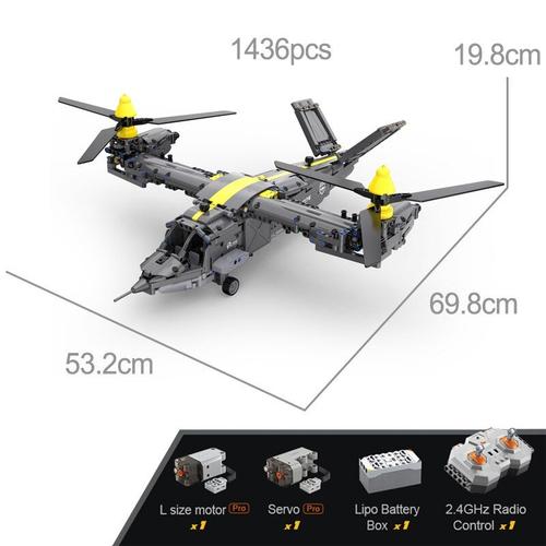 Sans Emballage - Avion De Chasse Technique, Blocs De Construction Rotorcraft, Télécommande, Arme Militaire, Avion, Hélicoptère, Jouets Pour Enfants