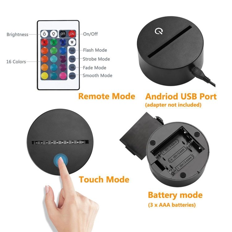 Veilleuse Dcorative Led 3d Crative  Base Noire, Tlcomma... - 4