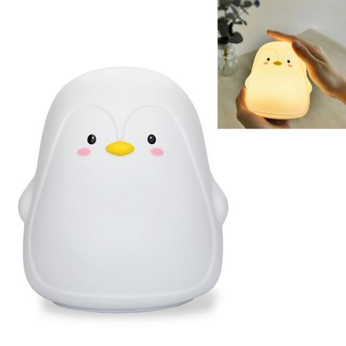Pingouin Silicone Pat Veilleuse Enfants Lampe D'ambiance De Chevet (Blanc)