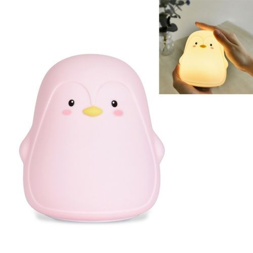 Pingouin Silicone Pat Veilleuse Enfants Lampe D'ambiance De Chevet (Rose)