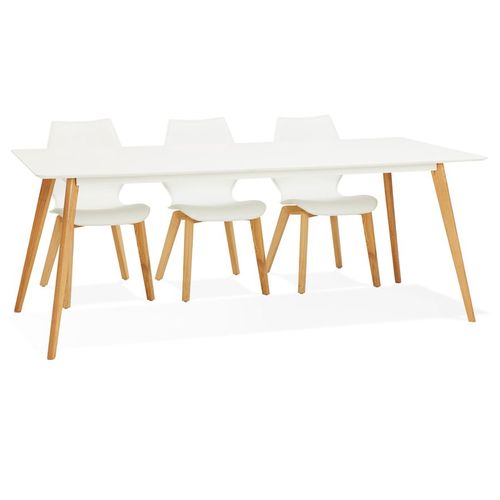 Table À Manger Design 'mady' Blanche Style Scandinave - 200x90 Cm