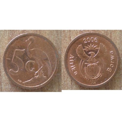 Afrique Du Sud 5 Cents 2006 Afrika Borwa Au Dos South Africa Piece