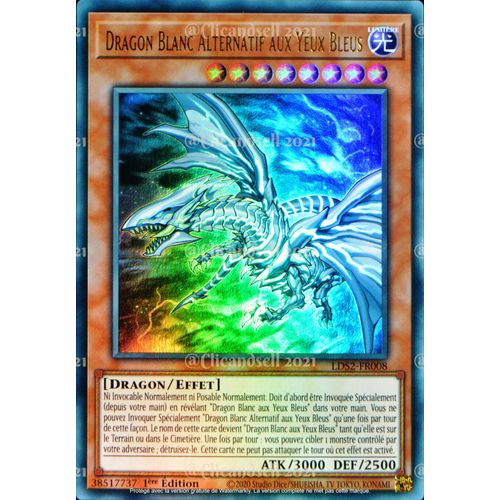 Carte Yu-Gi-Oh Lds2-Fr008 Dragon Blanc Alternatif Aux Yeux Bleus - Vert Neuf Fr