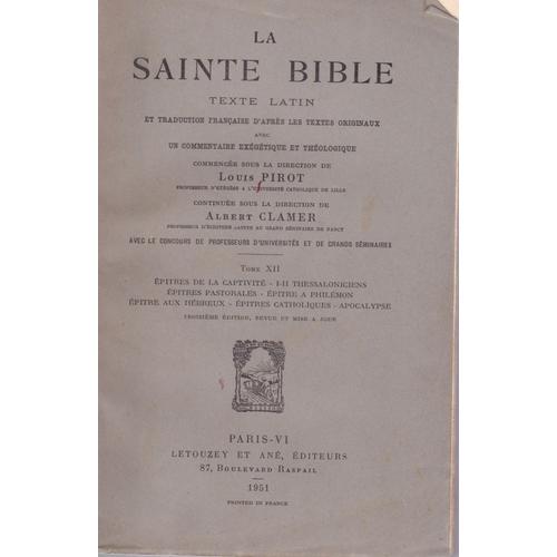 La Sainte Bible, Tome Xii