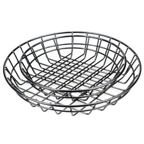 Panier de service, couverts en fer noir, vaisselle ronde, plateau de table, porte pain, panier à frites, 2 pièces