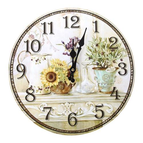 Horloge murale Vintage à Quartz de 34cm Style Antique rétro pour chambre à coucher cuisine maison motif tournesol