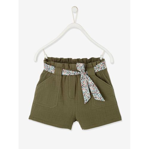 Short Style "Paperbag" Fille En Gaze De Coton (Vertbaudet)