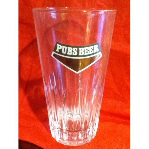 Verre À Bière Ancien Pubs Beer 33cl Email Vert/Blanc/Or. Fond Épais Cannelé