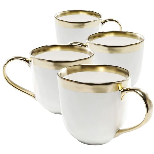 Mug En Porcelaine Dorée Et Blanche D10 - Lot De 4