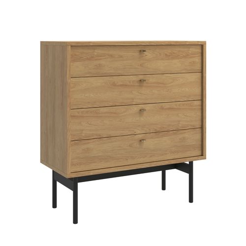 Commode 4 Tiroirs Aspect Bois Clair 84 Cm
