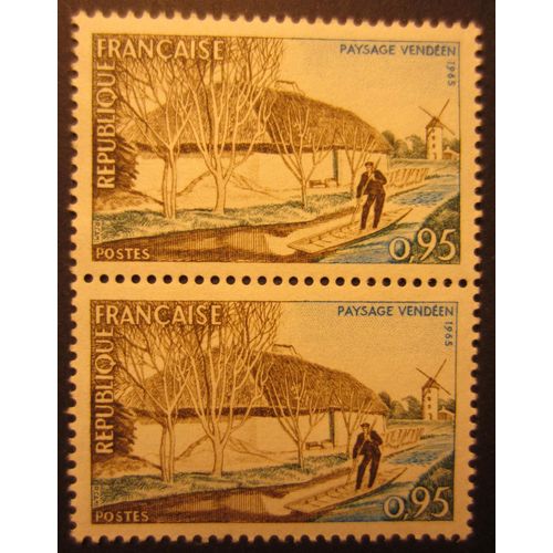 Bloc 2 Timbres Paire France 1965 Yvert Et Tellier N°1439 Paysage Vendéen Neuf** Gomme Intacte