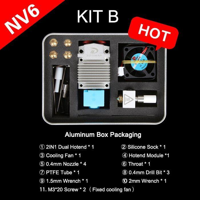 BP6 Direct KitB Only Hotend Nipseyteko partie d'imprimante 3D e3d V6 Hotend  Kit tout métal buse volcanique HotEnd Bowden Direct j-head support  ventilateur refroidissement 1.75mm