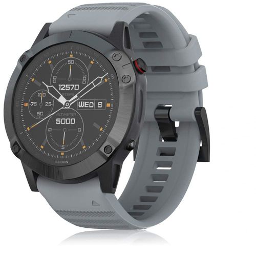 Bracelet De Montre 26mm Bande En Silicone Bracelet Pour Garmin Fenix 5x/5x Plus/Fenix 6x/6x Pro/Fenix 3/Fenix 3 Hr/Fenix 7x/Fenix 7x Solar/Fenix 7x Sapphire Solar (Gris)