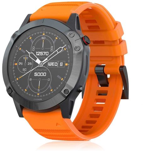 Bracelet De Montre 26mm Bande En Silicone Bracelet Pour Fenix 5x/5x Plus/Fenix 6x/6x Pro/Fenix 3/Fenix 3 Hr/Fenix 7x/Fenix 7x Solar/Fenix 7x Sapphire Solar (Orange)