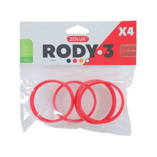 Zolux-4 Anneaux Connecteur Pour Tube Rody . Couleur Rouge. Taille ? 6 Cm . Pour Rongeur.-Zo-206031