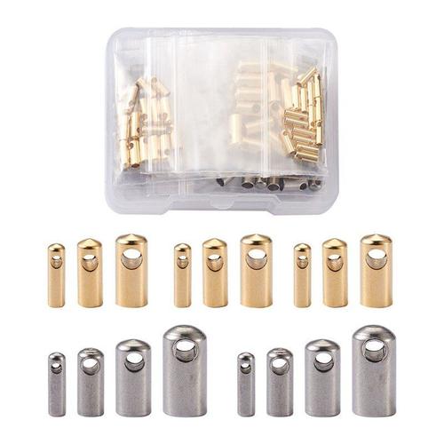 Embout De Cordon En Cuir À Pompon En Acier Inoxydable 125 Pièces/Boîte 304, Pour La Fabrication De Bijoux, Bracelet Et Collier, Diamètre Intérieur: 1.5 4mm