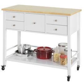 Sobuy Fkw80-Wn Meuble De Cuisine Desserte De Cuisine À Roulettes Chariot De Cuisine De Service Table Roulante Meuble De Rangement Pour Cuisine Et Salon L100xp48xh87cm