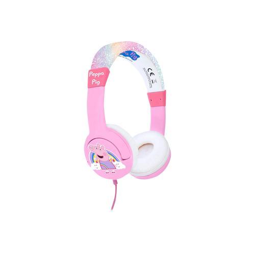 OTL Peppa Pig - Écouteurs - sur-oreille - filaire - jack 3,5mm - rose, éclat arc-en-ciel