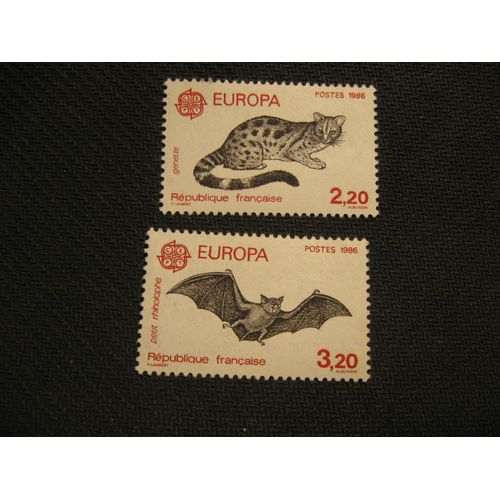 Lot Europa 1986 : Genette Y&t 2416 - Petit Rhinolophe (Chauve Souris) Y&t 2417