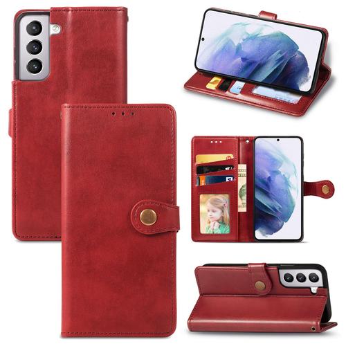 Advansia Coque Pour Samsung Galaxy S21 5g Rouge [Porte Carte, Etui Portefeuille, Boucle]