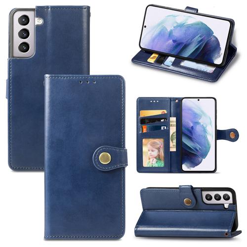 Advansia Coque Pour Samsung Galaxy S21 Plus Bleu [Porte Carte, Etui Portefeuille, Boucle]